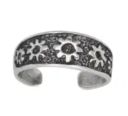 Sterling Silver .925 Flower Toe Ring adjustable size | Made In USA