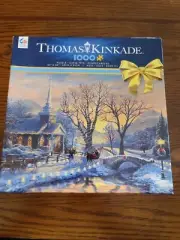 Thomas Kinkade Puzzle 1000 PC Winter Holiday Evening Sleigh Ride 20 x 27 New