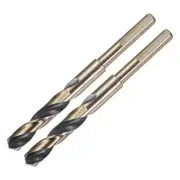 2pcs Reduced Shank Twist Drill Bits 13mm HSS-4341 Nitride & Titanium Coated