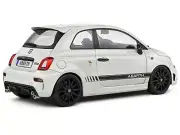 2022 Fiat F595 Abarth Ghiaccio White with Black Stripes 1/18 Diecast Model Car b
