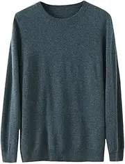 [Zadaos] Men' 100% Solid Cashmere Sweater O-Neck Loose Pullover Autumn Warm Shirt Knit Jacket Flower Blue L