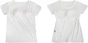 [Risipu] Women Built in Bra top T-Shirt Short Sleeve | Vest Tops Women UK | Supportive Yoga Shirt | Breathable Cotton | Gym to Street Style