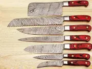HAND FORGED DAMASCUS STEEL HAND FORGED CHEF KNIFE KITCHEN KNIVES SET