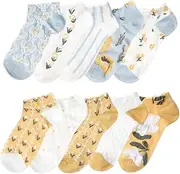 [NOIAFZY] 10Pairs Adorable Floral Print Womens Ankle Socks Lightweight & Breathable Fashionable Socks, Multi, One Size