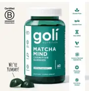 Goli Matcha Mind Gummies-Green Tea LeavesPowder w Cognizin for Focus,BrainHealth