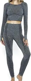 [Generic] Women's 2 Piece Long Sleeve Seamless Workout Set - Long Sleeve Top & Squat Proof Leggings