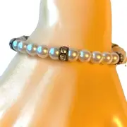 Napier Vintage Faux Pearl Bracelet Crystal Accents NEW Ships FREE