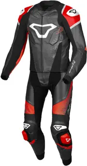 Macna Tronniq perforated Two Piece Motorcycle Leather Suit, black-red, Size 52 for Men Black Red