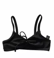 Topshop Black Shiny Ruched Tie Bikini Top Size US 8 NWT