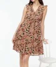 Women’sNew J. Crew Factory Ruffle V-neck Mini Dress Size 6