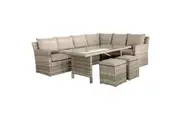 Divano Windy 4 Piece Wicker Outdoor Modular Corner Sofa with Dining Table Set