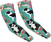 [FHEDVBN] Border Collie Florals Arm Sleeves Compression Arm Covers for Men Women Outdoor Sun Sleeves Cooling Sports Sleeve, Black
