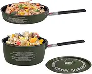 Camp Pots and Pans Set | Camping Frying Pans for Cooking - Stewing Frying Outdoor Compact Tools for Survival Backpacking Hiking Hunting RV Beach Trip Couples
