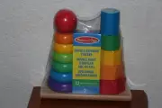 Melissa and Doug Double Wooden Rainbow Ring Nesting Stacker