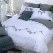 Canterbury 250TC Lassetti White Embroidered Quilt Cover Set Queen