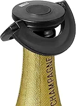 AdHoc FV31 Gusto Champagne Stopper | Plastic/Silicone | Champagne Bottle Stopper, Ultra Flat, Leak Proof | (H) 17mm x (D) 80mm | Black