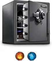 Waterproof & Fireproof Safe, 1.23 Cubic Feet - Medium Gray Home Safety Solution