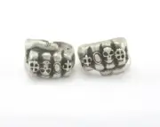 Punch Skull Ring Adjustable Antique Silver Plated Brass 19mm 9US inner size 964