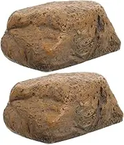 2pcs Outdoor Key Hider Faux Stone Storage Box Discreet Key Lock Box for Outside Decorative Rock for Garden Use Natural Look for Hiding