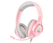 Gaming Headset Gamer Wired Headphones 7.1 Surround Sound for PS4 Xbox With Noise Cancelling Mic x16 RGB - Pink