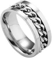 [TOZLU] Rotatable Chain Ring Rotatable Titanium Stainless Steel Ring Spinner Ring Wedding Band for Men's Birthday Engagement Fathers' Day Valentine's Day Etc Clever