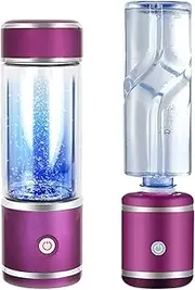 Hydrogen Water Bottle Portable Hydrogen Water Generator 2-in-1 Hydrogen Water Ionizer Machine 5 Minutes Hydrogen Production Concentration Up to 1800 PPB Anti-Oxidation Anti-Aging 300 Ml(Purple)