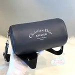 【ALINA二手正品】DIOR 迪奧 HOMME CHRISTIAN 黑色荔枝皮 圓筒包 斜挎包 男女同款 胸口包 現貨