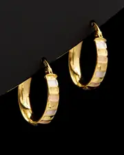 14K Tri-Tone Italian Gold Ripple Small Hoops