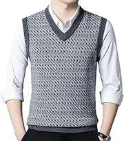 [SWJGLITTR] Men's Casual Argyle Sweater Vest Casual Sleeveless Pullover Vests Slim Fit Cable Knitted Sleeveless Sweaters