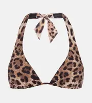 [Dolce & Gabbana] Dolce & Gabbana Leopard-print halterneck bikini top XL beige