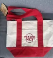 TRADER JOE'S MINI CANVAS TOTE BAG - RED - NWT -- From local Silverlake store