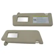 OEM Tan Cloth Sun Visor w/ Integrated Mirror & Extension Pair for Toyota Pickup