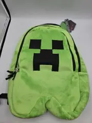 Minecraft Creeper 16 Inch Green Plush Kids Backpack with Double Compartment NEW