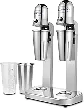 Dual Head Milkshake Mixer Machine Electric Milk Shaker Maker 2 Speeds Smoothie Maker Blender Stainless Steel Drink Mixer For Frappe Protein Shakes Cocktails