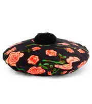 [Mini Rodini] Mini Rodini Floral pompom cotton velvet beret Inch 18.9 multicoloured