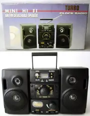 VINTAGE 90'S MINI HI FI AM/FM RADIO DETACHABLE SPEAKER CLOCK NEW !