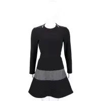 在飛比找Yahoo奇摩購物中心優惠-MICHAEL KORS 黑色拼接設計長袖洋裝(50%WOO