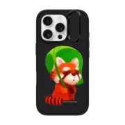 iPhone 16 Pro Impact Ring Stand Case MagSafe Compatible Red Panda with Leaf