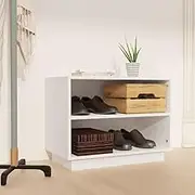 Shoe Cabinet White 60x34x45 cm Solid Wood Pine,Shoe Racks & Organisers 7.24KG-813546