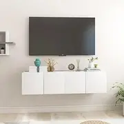 Wall Mounted Floating TV Stand Cabinets, Modern Entertainment Storage Unit for Living Room, Media Console Furniture, 2 Pcs White, 60x30x30 cm