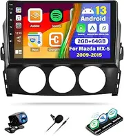 UNITOPSCI 2G+64G Android Car Stereo for Mazda MX-5 2009 2010 2011 2012 2013 2014 2015 Wireless CarPlay Android Auto 9 Inch Touchscreen GPS Navigation BT WiFi/FM/RDS/Mirror Link USB SWC+ Camera Mic