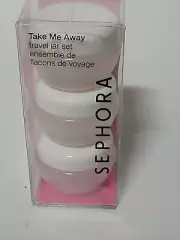 Sephora TAKE ME AWAY Travel Jar 0.35oz TSA-Friendly 3-PC Container Set + Spatula