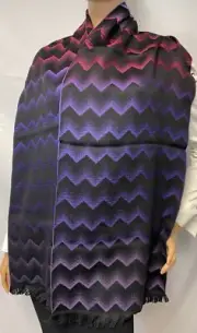MISSONI ZigZag Wool Scarf in Purple SC12WOU2317 0004 35X180 NEW
