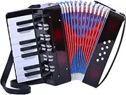 Accordion 17 Piano Keys 8 Bass Button Accordion,Kids Musical Instrument,Mini Accordian Gift