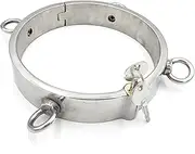 SAHOOSAFETY Stainless steel lockable 4 eyelets collar SM metal choker/neck collar neck BDSM bondage set game restraints sex toy for couples men women