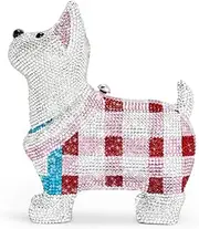 [JW PEI] Women's Eden Puppy Shape Faux Crystal Clutch - White, White