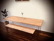 Odin - Large 8-Seater Handcrafted Dining Table w/ 2 x Matching Bench Seats (Solid Tasmanian Oak Hardwood)