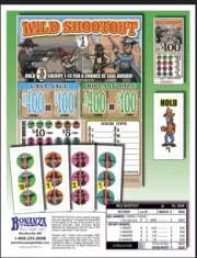 Pull Tab Ticket - Hard Card Tickets - Game - Holder - Wild Shootout