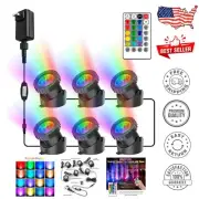 Multicolor Remote-Controlled Pond Lights with Timer - IP68 Waterproof Set of 6