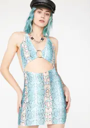 [Babydol Clothing] Blue Snake Print Dress